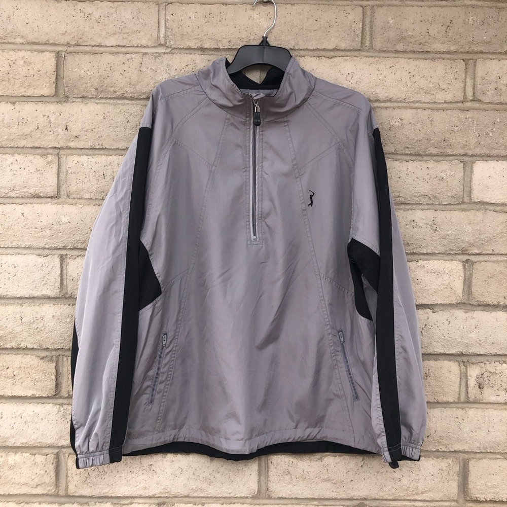 Men's PGA Tour Originals Gray Half-Zip Windbreaker Lightweight Jacket Size L